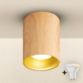 Brilagi - LED RGBW regulable foco empotrable TRINE 1xGU10/4,8W/230V 3000K acabado en roble + mando a distancia