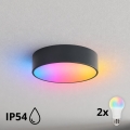 BRILAGI - LED RGBW regulable lámpara de techo para baño CLARE 2xE27/12W/230V Ø 30 cm antracita IP54