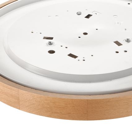Brilagi - Luminaria de techo LED RGBW regulable CARVALHO SLIM 3xE27/9W/230V 2700–6500K Wi-Fi acabado roble Ø 47 cm