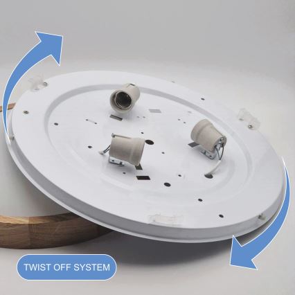 Brilagi - Luminaria de techo LED RGBW regulable CARVALHO SLIM 3xE27/9W/230V 2700–6500K Wi-Fi acabado roble Ø 47 cm