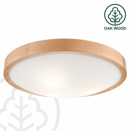 Brilagi - Luminaria de techo LED RGBW regulable CARVALHO SLIM 3xE27/9W/230V 2700–6500K Wi-Fi acabado roble Ø 47 cm