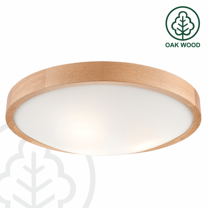 Brilagi - Luminaria de techo LED RGBW regulable CARVALHO SLIM 3xE27/9W/230V 2700–6500K Wi-Fi acabado roble Ø 47 cm