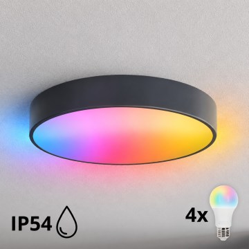 BRILAGI - LED RGBW Regulable plafón de techo para baño CLARE 4xE27/12W/230V Ø 50 cm antracita IP54