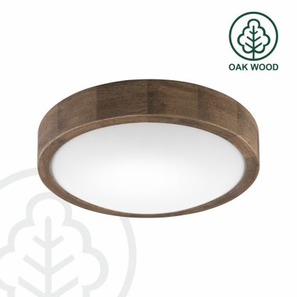 Brilagi - Luminaria de techo LED RGBW regulable CARVALHO SLIM 1xE27/9W/230V 2700-6500K Wi-Fi, acabado roble Ø 27 cm