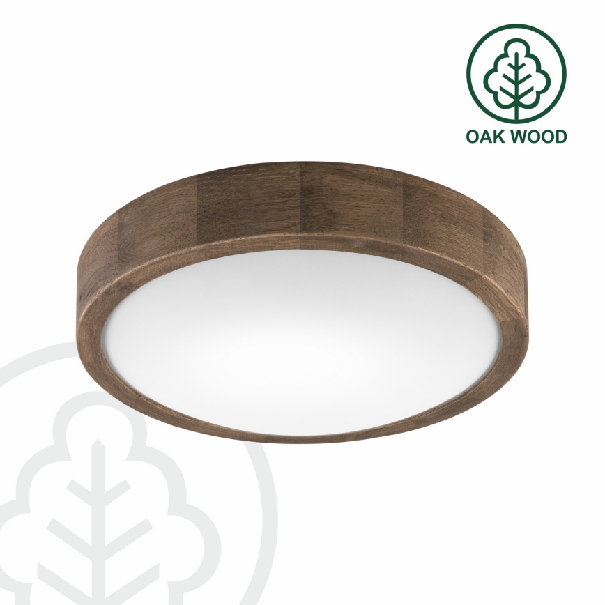 Brilagi - Luminaria de techo LED RGBW regulable CARVALHO SLIM 1xE27/9W/230V 2700-6500K Wi-Fi, acabado roble Ø 27 cm
