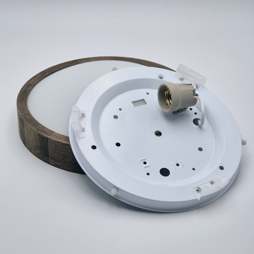 Brilagi - Luminaria de techo LED RGBW regulable CARVALHO SLIM 1xE27/9W/230V 2700-6500K Wi-Fi, acabado roble Ø 27 cm