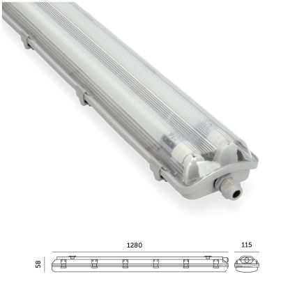 Brilagi - Luminaria técnica LED fluorescente OPTIMA T8 2xG13/18W/230V 4000K IP65 128 cm - palé de 110 unidades