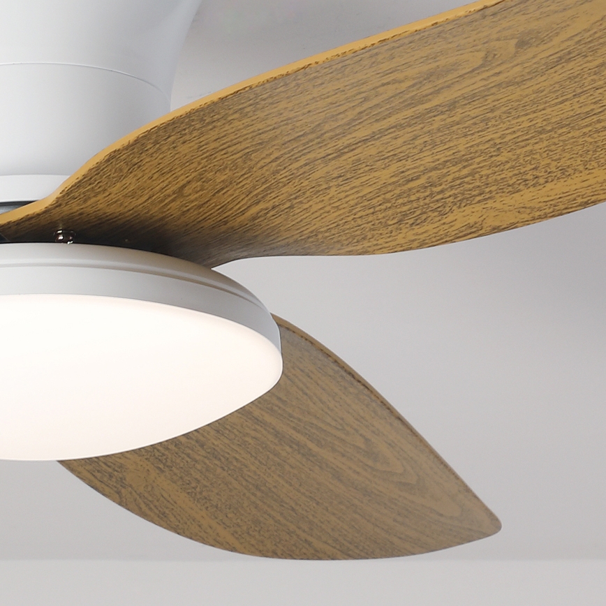 Brilagi - Ventilador de techo LED regulable LED/30W/230V 3000-6500K blanco/marrón + mando a distancia