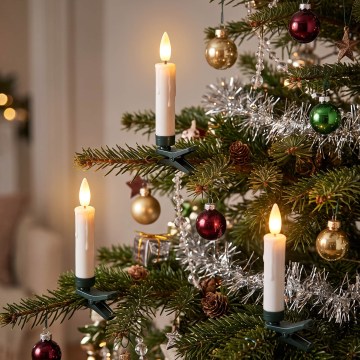 BRILAGI - Luces LED para árbol de Navidad 10xLED/10xAAA blancas + mando a distancia