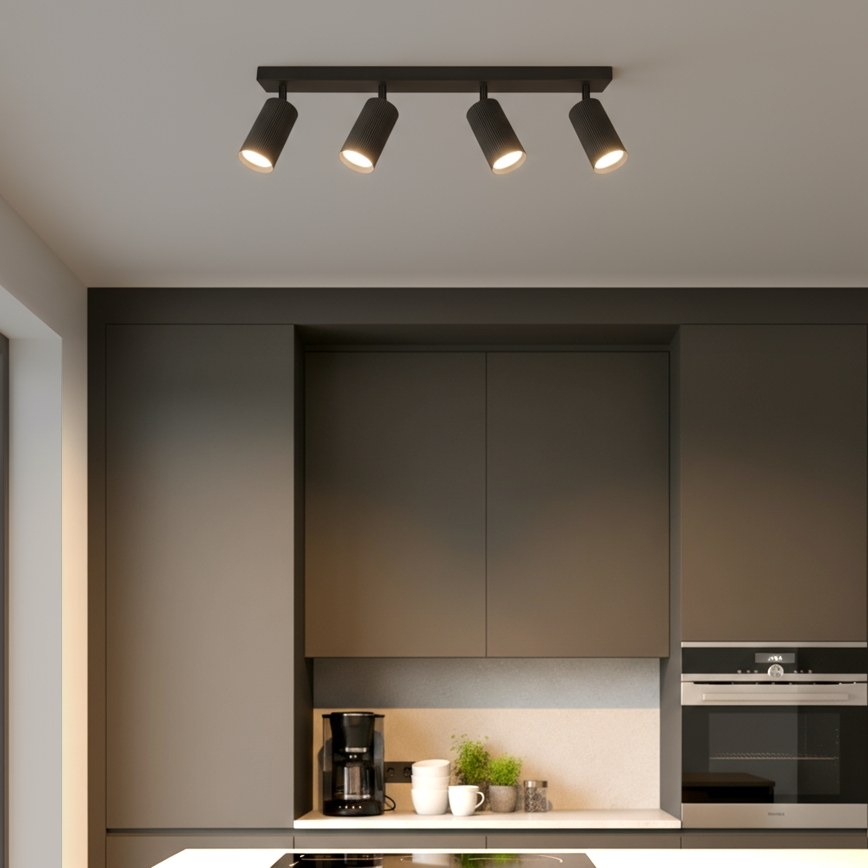 Brilagi - Foco LED RGBW regulable SELE MODERN 4xGU10/4,8W/230V 3000K negro + control remoto