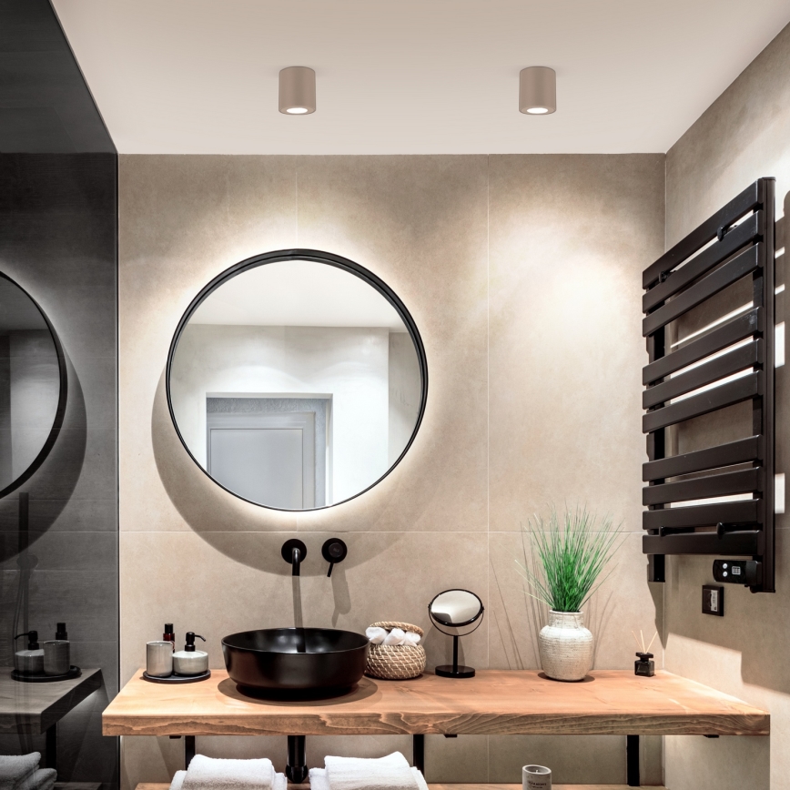 Brilagi - Luminaria LED RGBW regulable para baño MIA 1xGU10/4,8W/230V 3000K 84x80 mm beige IP54 + mando a distancia