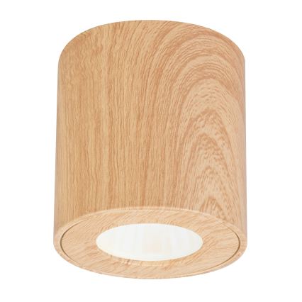 Brilagi - Luminaria LED RGBW regulable para baño MIA 1xGU10/4,8W/230V 3000K 84x80 mm acabado en roble IP44 + mando a distancia