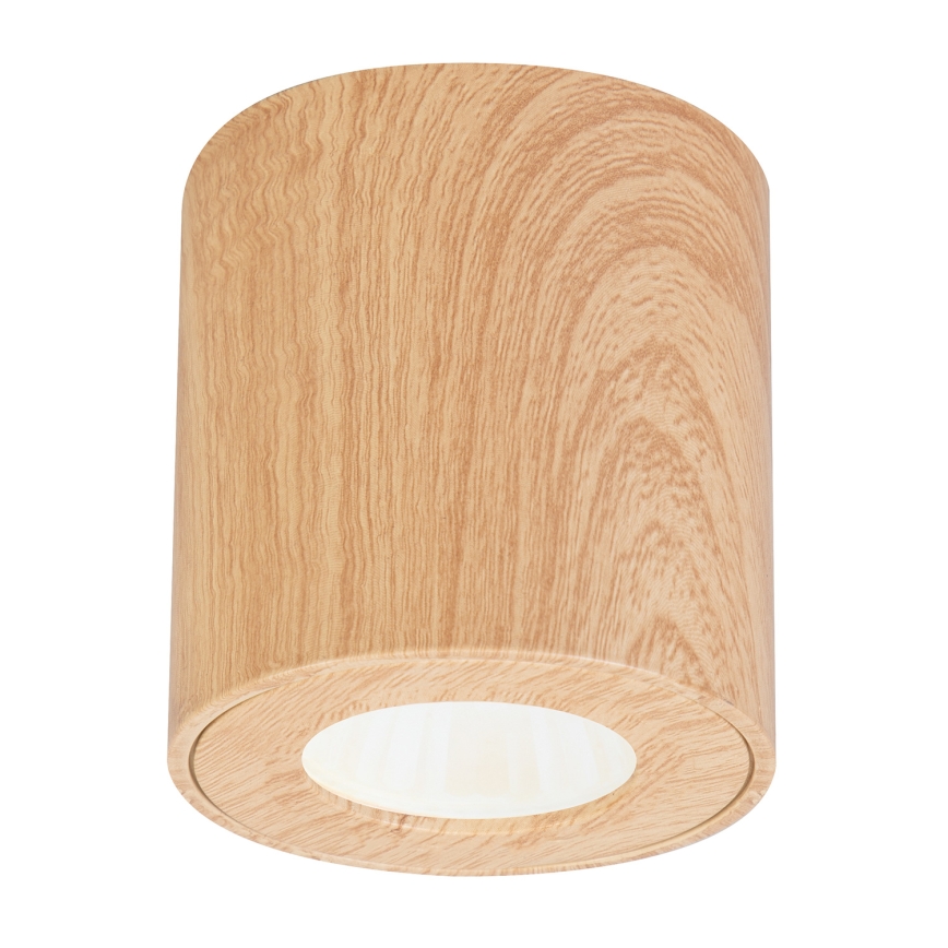 Brilagi - Luminaria LED RGBW regulable para baño MIA 1xGU10/4,8W/230V 3000K 84x80 mm acabado en roble IP44 + mando a distancia