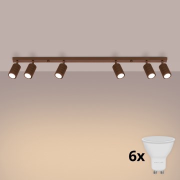Brilagi - Luminaria de focos LED CRESTO 6xGU10/10W/230V marrón