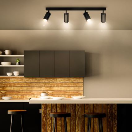 Brilagi - Foco LED RGBW regulable SELE 4xGU10/4,8W/230V 3000K negro/oro + mando a distancia