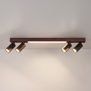 BRILAGI - Luminaria de focos LED SELE 4xGU10/30W/230V + LED/20W negra/decoración de roble