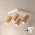 BRILAGI - Luminaria de focos regulable LED RGBW SELE SQUARE 4xGU10/6,5W/230V 2700-6500K blanco/decoración roble