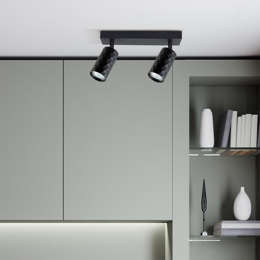 Brilagi - Luminaria de focos SELE DIAMANT 2xGU10/30W/230V negra