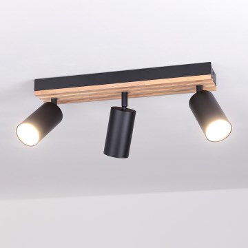 Brilagi - Luminaria de focos SELE WOOD 3xGU10/30W/230V negro/madera