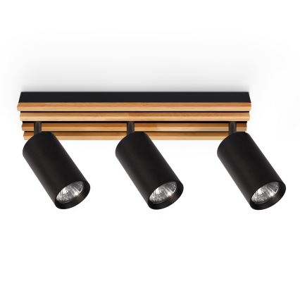 Brilagi - Luminaria de focos SELE WOOD ACOUSTIC 3xGU10/30W/230V negro/madera