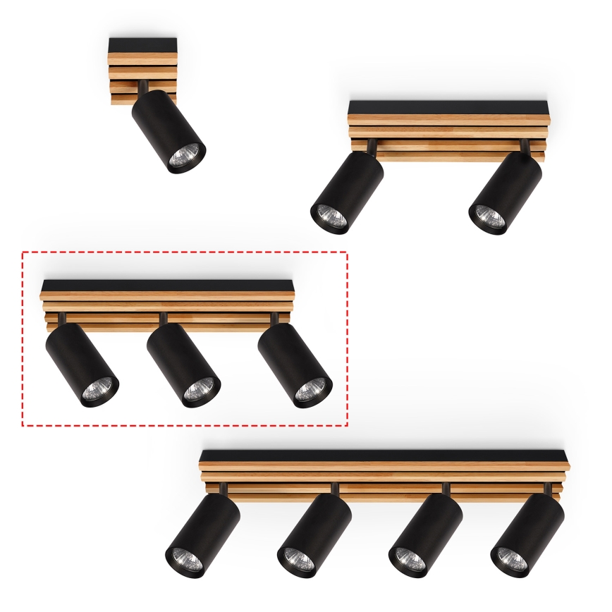 Brilagi - Luminaria de focos SELE WOOD ACOUSTIC 3xGU10/30W/230V negro/madera