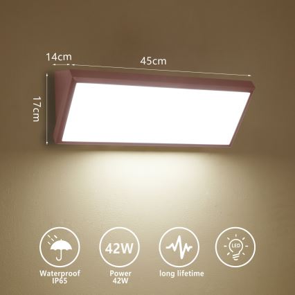 BRILAGI - Aplique de pared exterior TRIANGLE LED/42W/230V 3000/4000/6500K 45 cm marrón IP65