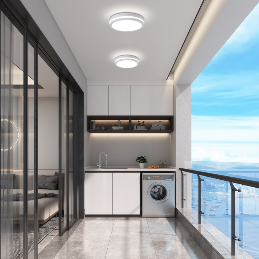 Brilagi - Luminaria de techo exterior LED BENE LED/24W/230V Ø 26 cm blanca IP54