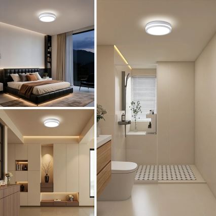 Brilagi - Luminaria de techo exterior LED BENE LED/24W/230V Ø 26 cm blanca IP54