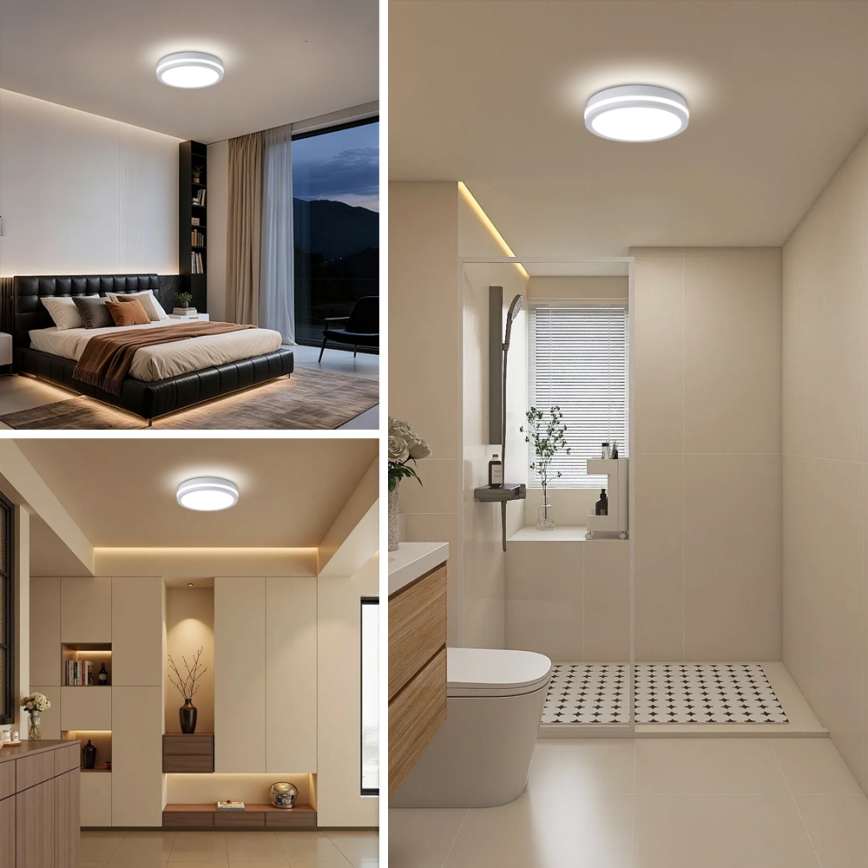 Brilagi - Luminaria de techo exterior LED BENE LED/24W/230V Ø 26 cm blanca IP54