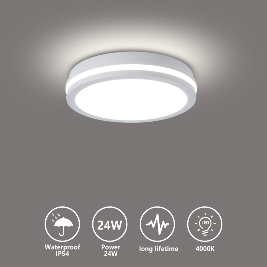 Brilagi - Luminaria de techo exterior LED BENE LED/24W/230V Ø 26 cm blanca IP54