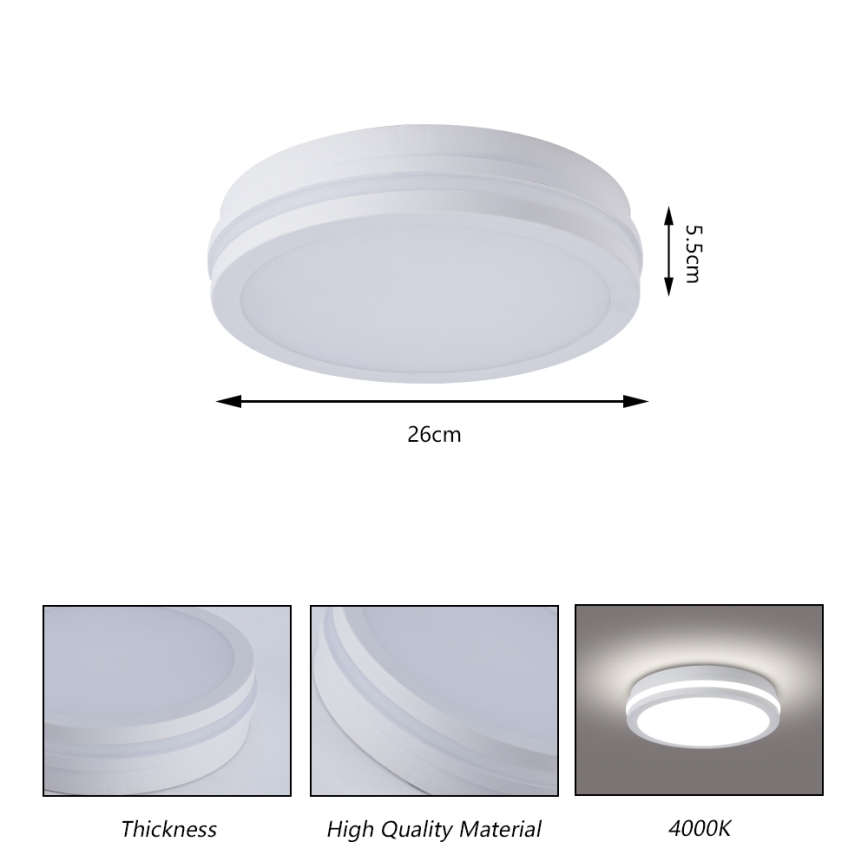 Brilagi - Luminaria de techo exterior LED BENE LED/24W/230V Ø 26 cm blanca IP54