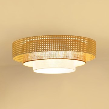 Brilagi - Luminaria de techo LED CEDAR LUNETA LED/26W/230V Ø 60 cm ratán/marrón/crema