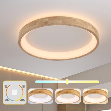 Brilagi - Luminaria de techo LED FALCON WOOD LED/60W/230V 3000/4000/6000K Ø 80 cm acabado en madera