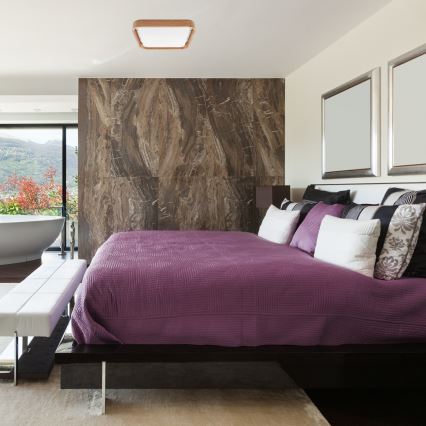 BRILAGI - Lámpara de techo LED regulable MANAROLA CUBIC LED/24W/230V 45x45 cm 3000-6500K roble + mando a distancia