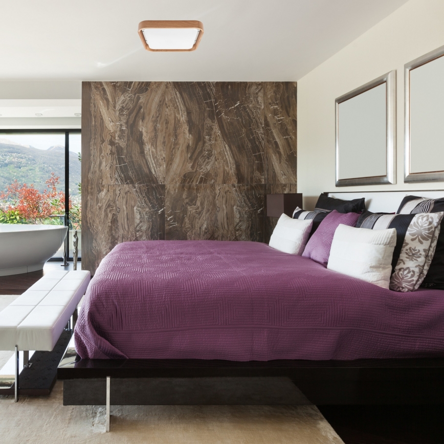 BRILAGI - Lámpara de techo LED regulable MANAROLA CUBIC LED/24W/230V 45x45 cm 3000-6500K roble + mando a distancia