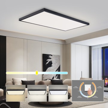 Brilagi - Luminaria de techo LED para baño FRAME LED/96W/230V 120x60 cm 3000/4000/6000K IP44 negra