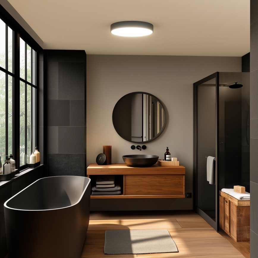 Brilagi - Plafón LED para baño POOL LED/36W/230V 3000/4000/5500K Ø 40 cm IP54 negro