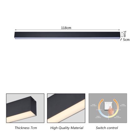 Brilagi - Plafón LED para baño SLEEKLINE LED/40W/230V 3000/4500/6000K negro IP44