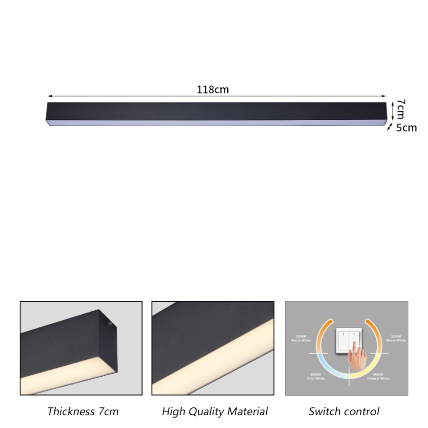 Brilagi - Plafón LED para baño SLEEKLINE LED/40W/230V 3000/4500/6000K negro IP44