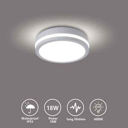Brilagi - Luminaria de techo LED para exteriores BENE LED/18W/230V diámetro 21,5 cm blanca IP54