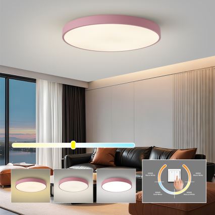 Brilagi - Luminaria de techo LED POOL LED/100W/230V 3000/4000/6000K Ø 80 cm rosa