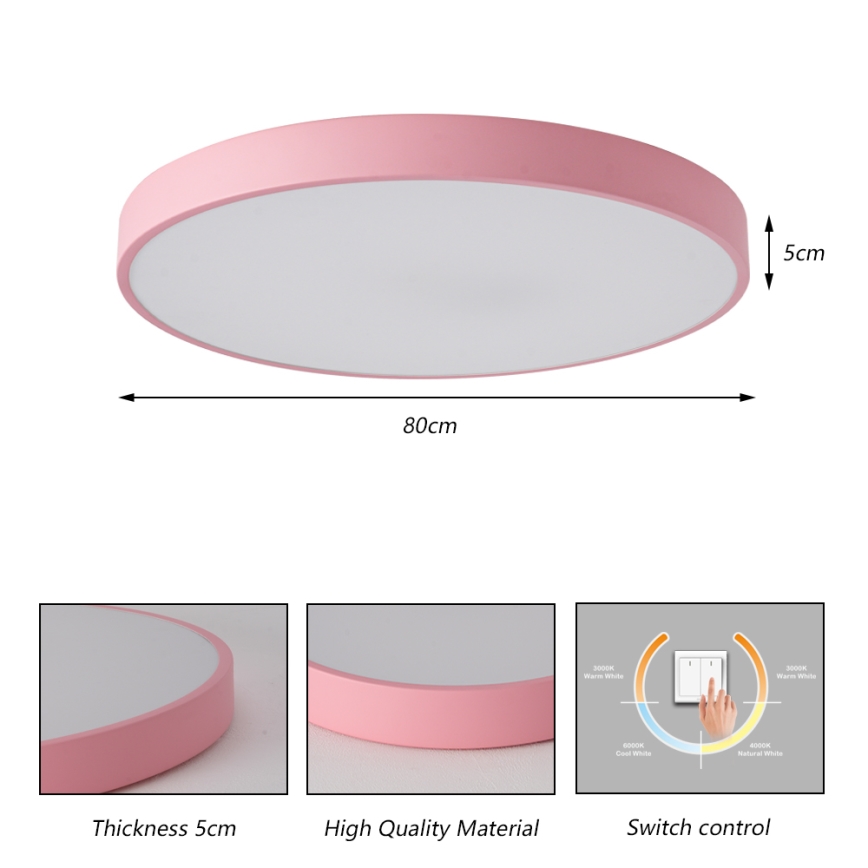 Brilagi - Luminaria de techo LED POOL LED/100W/230V 3000/4000/6000K Ø 80 cm rosa