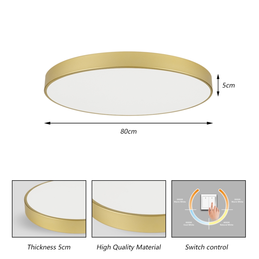 Brilagi - Luminaria de techo LED POOL LED/100W/230V 3000/4000/6000K diámetro 80 cm dorada