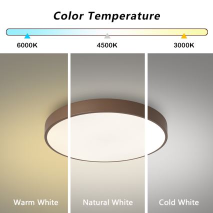 Brilagi - Plafón LED POOL 60 W/230 V 3000/4000/6000 K Ø 50 cm marrón