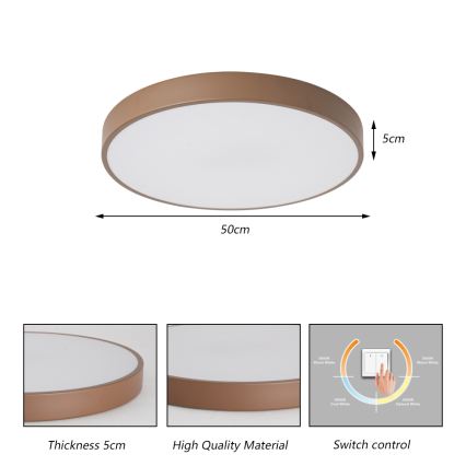 Brilagi - Plafón LED POOL 60 W/230 V 3000/4000/6000 K Ø 50 cm marrón