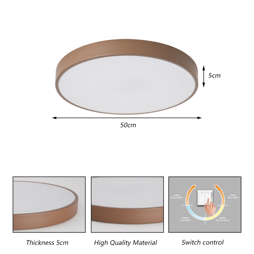 Brilagi - Plafón LED POOL 60 W/230 V 3000/4000/6000 K Ø 50 cm marrón