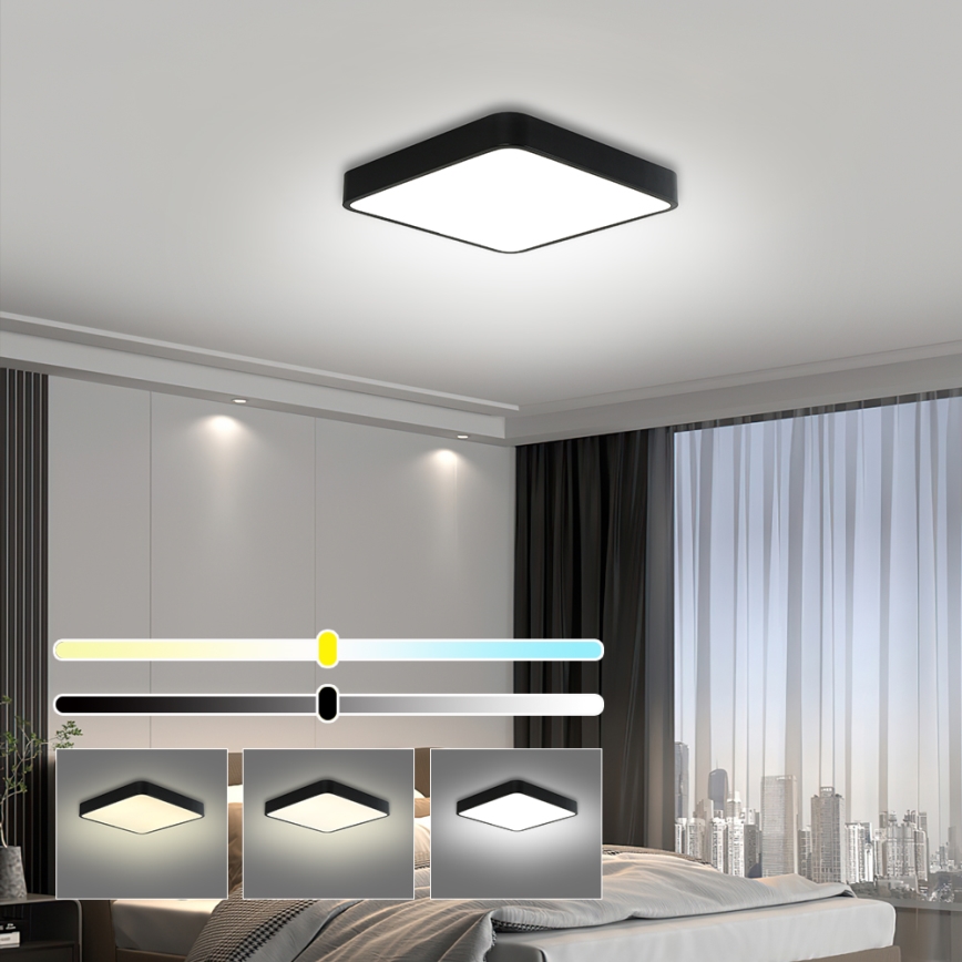 Brilagi - Luminaria LED de techo POOL SQUARE LED/36W/230V 3000/4000/6000K 40x40 cm negra