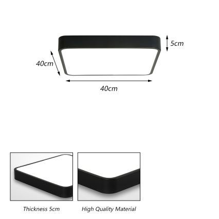Brilagi - Luminaria LED de techo POOL SQUARE LED/36W/230V 3000/4000/6000K 40x40 cm negra