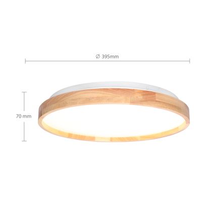 Brilagi - Lámpara de techo LED regulable ALSON LED/48W/230V 3000-6500K roble Ø 39,5 cm + mando a distancia