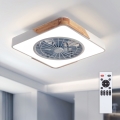 Brilagi - Luminaria de techo LED regulable con ventilador LED/38W/230V 3000-6500K 3000-6500K 50x50 cm blanco/roble + mando a distancia